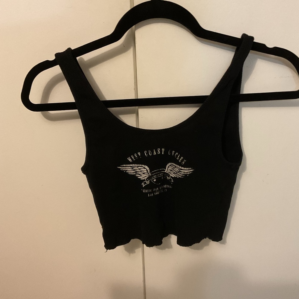 Garage cropped black tank top